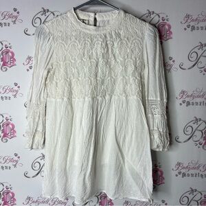 One September blouse long sleeve embroidered White Lace Long Sleeve Dress